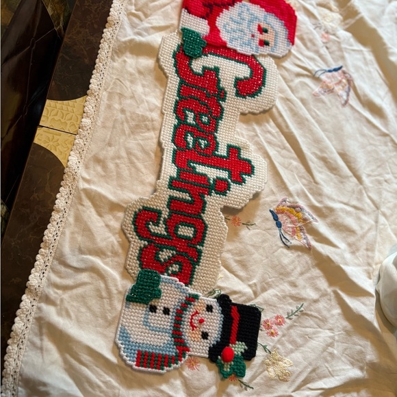 Vintage Festive Santa and Snowman Greetings Decor - Picture 2 of 5